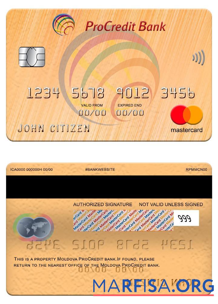Realistic Moldova ProCredit Bank mastercard 2 real example